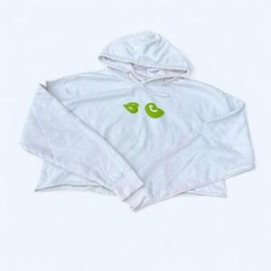 Selena Gomez white‎ cropped hoodie